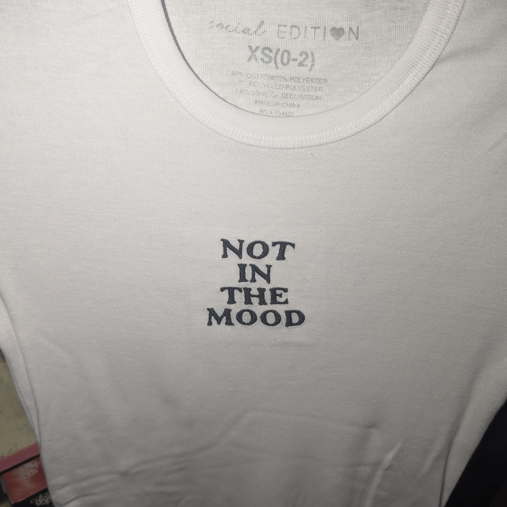 White Tank Top with 'Not In The Mood' Print